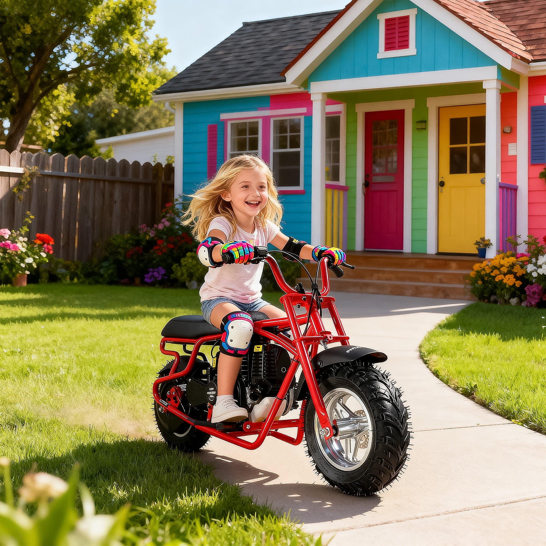 Oryxearth OM-40 Mini Gas Bike for Teens, Off-Road Dirt Bike, Gas Powered 4-Stroke Pocket Bike, Easy Assembly, Red