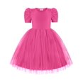 thumbnail image 1 of Vestido Arshiner para niñas de 4 años, rosa intenso, con tutú y tul, 1 of 9