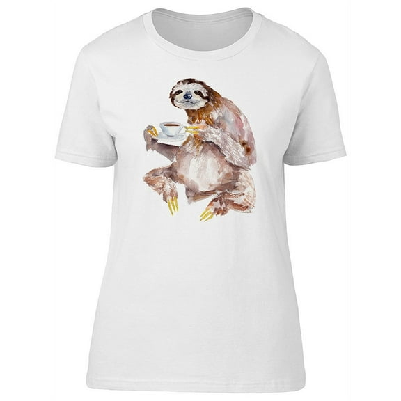 Sloth With A Coffe Cup T-Shirt Women -Image by Shutterstock, Female Small