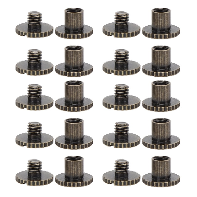 Remaches de cabeza plana de latón moleteado de bronce - 10 piezas para cinturones, mochilas y sujeción de muebles