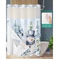 thumbnail image 2 of No Hook Shower Curtain with Snap in Liner, Winter Farm Christmas Snowman Hotel Shower Curtains for Bathroom, Washable Shower Curtain Liner Set with Mesh Top Window, 48"x72", 2 of 6