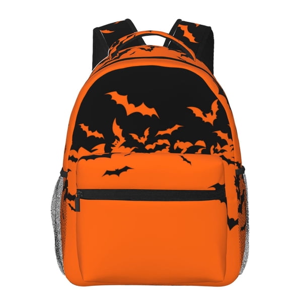 Fotbe Halloween With Black Bats Mochila Casual con Estampado para Escuela, Viajes y Actividades al Aire Libre - Duradera, Ligera y Cómoda