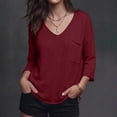 thumbnail image 2 of Loopsun Womens Long Sleeve Fall Tops Fashion Solid V Neck Pocket Thin Knit Casual Sweater Shirts, 2 of 5