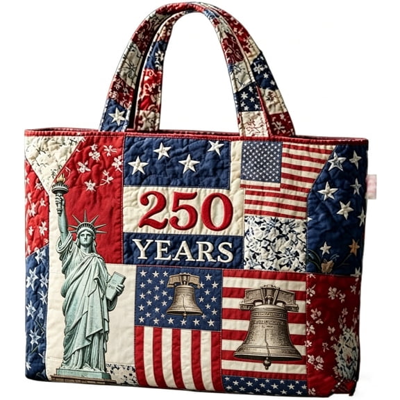 YYDENG USA 250th Anniversary Patriotic Tote Bag, Red White Blue Handbag, Durable Reusable Shoulder Bag for Independence Day, Daily Commute & Casual Use