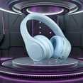 thumbnail image 4 of Auriculares inalámbricos Bluetooth plegables supraaurales azules, auriculares inalámbricos Bluetooth con auriculares retráctiles y juego deportivo, 4 of 4