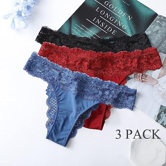 LEVAO Thongs for Women Lace Underwear Tangas Sexy Low Waist Panties Pack of  6, 6 Pack-b(black/Blue/Red/White/Nude/Flesh Pink), Small : :  Clothing, Shoes & Accessories