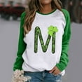 thumbnail image 2 of Lilgiuy Women Fashion O-Neck Saint Patrick Print Long Sleeve T-Shirt Long Sleeve Splicing Top Trendy 2023, 2 of 4