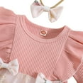 thumbnail image 7 of Baywell Newborn Baby Girl Romper Dress Ruffle Long Sleeve Floral Embroidery Tulle Dress with Headband Outfit Set 3-6 mPink, 7 of 7