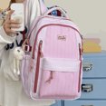 thumbnail image 5 of HAHUT Large Capacity Nylon Striped Backpacks for Women Men, Lightweight Multiple Pockets Schoolbag for College Travel Office Work & Daily Use (Pink), 5 of 7