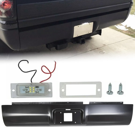 For Dodge Ram 1500 2500 3500 1994-2001 Rear Bumper Roll Pan w/LED Light Black