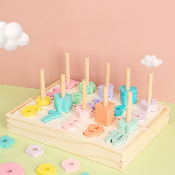 2 en un Montessori Forma Número Rompecabezas Clasificación Combinación de juguetes de Bloques de construcción para juguetes educativos tempranos Hugo juego de matemáticas tablero ocupado