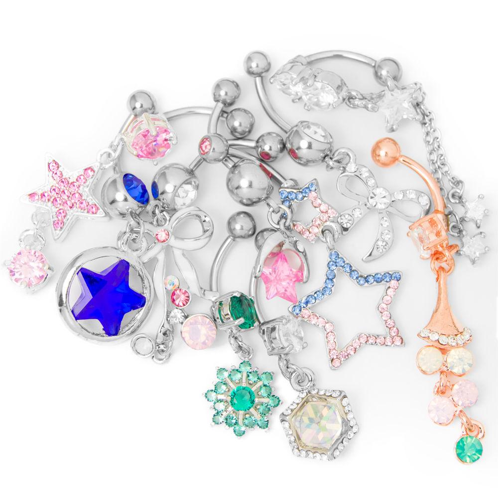 Belly Button Rings 10 Pack Classy Combo 14ga 316L Surgical Steel