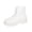 White, variant on Black Womens Fall Winter Lace Up Ankle Boots Side Zip Round Toe Chunky Low Heel Fashion Booties