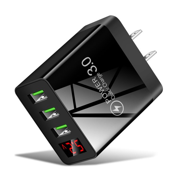 Muyoka Estación de cargador de teléfono móvil de pared USB de 3 puertos Pantalla digital LED de carga rápida portátil Muyoka Hogar