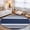 Blue, variant on Grey Striped Washable Round Area Rug 7 ft, Modern Classic Stripe Rustic Country Farmhouse Soft Non Slip Rugs Stain Repellent Indoor Felt Carpet for Living Dining Room Bedroom Home Office