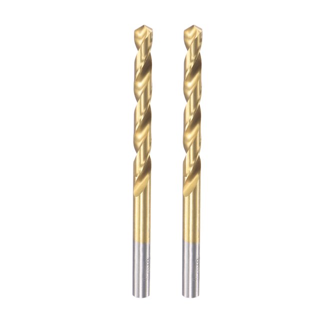 Unique Bargains 5.9mm High Speed Steel Straight Shank Twist Drill Bit Fully Ground Titanium Coated 2 Pack