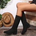 thumbnail image 4 of Women's Knee High Boots Stretch Square Toe Chunky Block Heel Long Boots for Women Comfortable Breathable Womens Boots, 4 of 8
