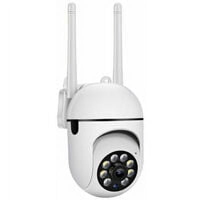 Cámara de vigilancia WiFi para exteriores PTZ, cámara IP inalámbrica impermeable de 360°, visión nocturna en color, audio bidireccional, detección de movimiento, tarjeta micro SD