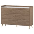 thumbnail image 4 of 55"Wooden Vanity Dresser with 6 Drawers and Marbling Worktop, Modern Bedside Table with Metal Legs & Handles, Storage Cabinet for Bedroom, Living Room, Easy to Clean and Assemble, Walnut, 4 of 8