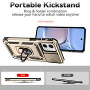 for Motorola Moto G Stylus 5G 2022 Case, Soft TPU & Hard PC Anti-scratch Sliding Cover Full Protection Ring Stand Rotating Kickstand Holder Magnetic Shockproof Phone Case Cover, Gold