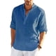 thumbnail image 3 of Camisa de lino de manga larga para hombre, camisa informal de algodón y lino, Top S-5xl, nuevo gratis, 3 of 4
