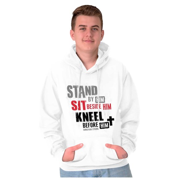 Stand Sit Kneel Religious Jesus Unisex Plus Fleece Graphic Hoodie Brisco Brands 4X
