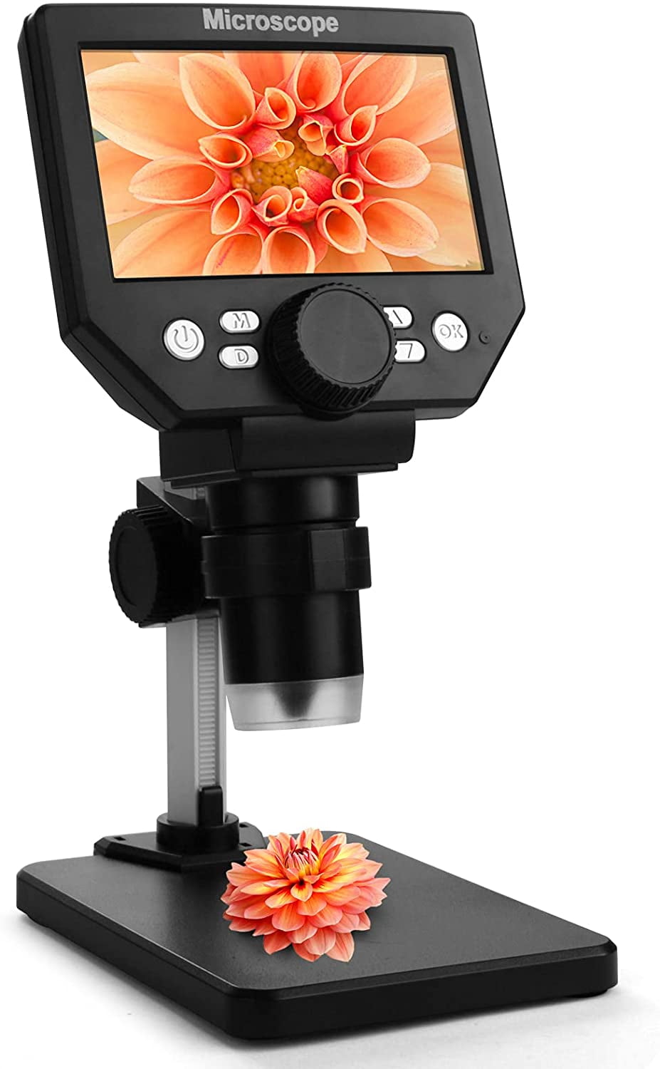 4.3 Digital 1080P Microscope 10X-600X Magnification Zoom,8 LED Adjustable Light,Rechargeable Lithium Battery,Support Storage,Camera Video Recorder 