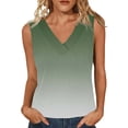 thumbnail image 1 of Mujeres sin mangas Tops de verano gradiente color fuera de posición impresión V-cuello blusa casual Mujeres V-cuello de verano Tops, 1 of 7