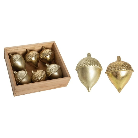 Transpac 5.75 in Gold Harvest Resin Acorn Display Set of 6 Fall Decorative Objects