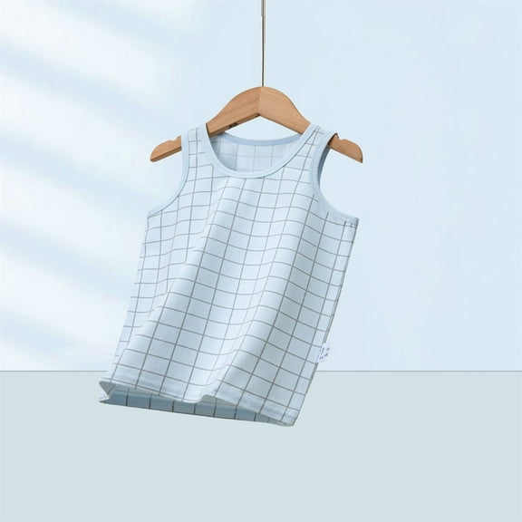 BRGZLK Summer New Children's Cotton Tank Top Boys Girls Trendy Solid Color Round Neck Undershirts Thin Soft Comfort Sleeveless Top White 7-8 Years