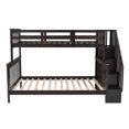 thumbnail image 4 of imerelez Stairway Twin-Over-Full Bunk Bed with Storage and Guard Rail for Bedroom, Espresso color, 4 of 9