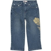Faded Glory - Girl's Flower Applique Capri Pants