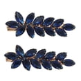thumbnail image 6 of MIALLO Blue Crystal Leaf Hair Barrettes - 2Pcs Golden Sparkly Hair Clips for Women, Elegant Zircon Headpiece for Daily Office Wedding Party, 6 of 7