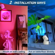 Wallfire 2Pack RGBW Up Lights Indoor with Remote Control, 6W 16 Color Changing Uplighting Indoor Spotlights,for Painting Artwork US 2 Plug 6 FT Power Cord
