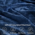 thumbnail image 3 of Velvet Fitted Sheet and Pillowcases Set, Luxury Soft Fuzzy Bottom Sheet with Reinforced Elastic Corner Straps, Deep Pocket up to 15 Inch, 1 Fitted Sheet and 2 Pillowcases (King, Navy Blue), 3 of 17