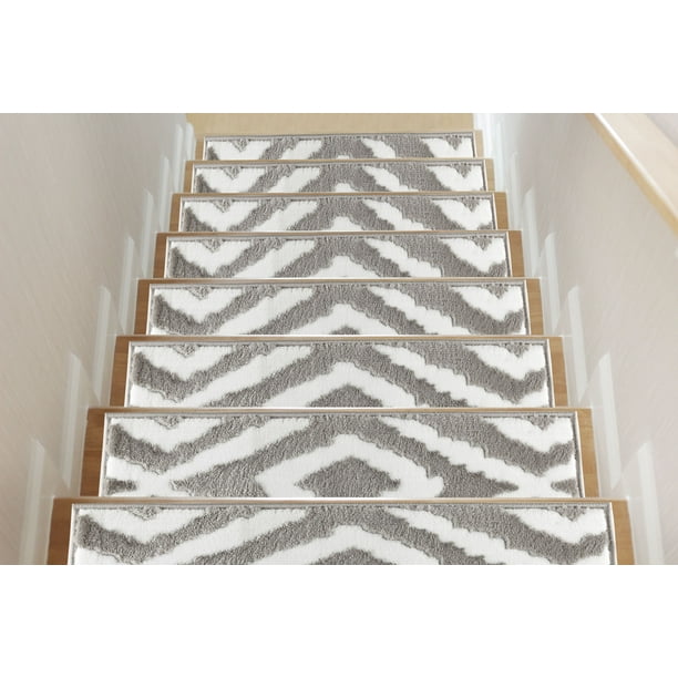 Sofia Rugs, Gray Stair Treads Carpet, NonSlip Stair Treads, Meadow