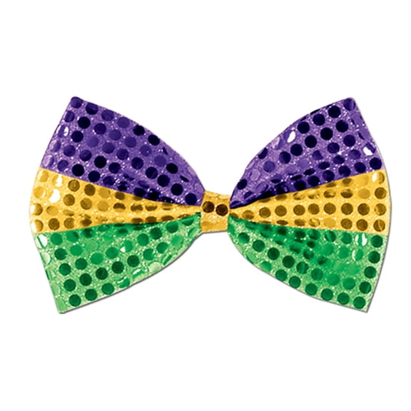 Beistle Club Pack of 12 Green, Gold and Purple Glitz 'N Gleam Mardi Gras Bow Tie Costume Accessories