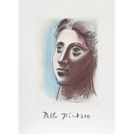 Pablo Picasso 2086 Portrait de Femme a Trois Quart Gauche, Lithograph on Paper 29 In. x 22 In. - Blue, Black, Red