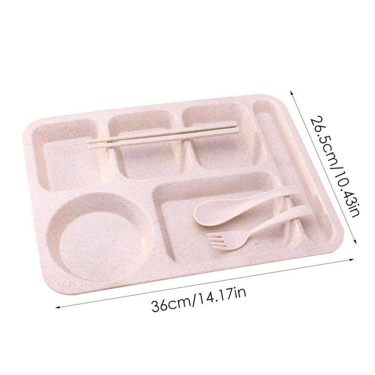 1PC Unbreakable Divided Plates, 3-Compartment Wheat Straw Tray Lunch Trays  Section Plates for Toddlers kids Children Adults, Microwave Dishwasher Safe