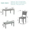 thumbnail image 4 of 6 Piece Dining Table Set, Modern Home Dining Set with Table, Bench & 4 Cushioned Chairs, Wood Rectangular Table and Chair Set, Kitchen Table Set for Dining Room - Gray, 4 of 9