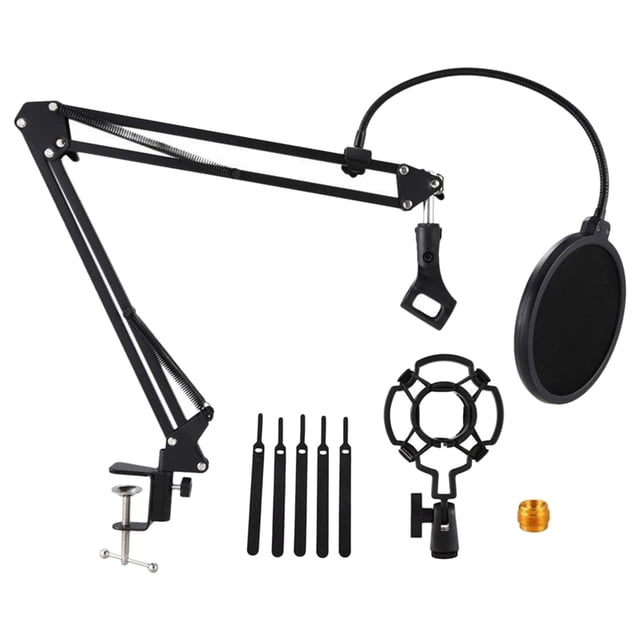 Soporte de micrófono con de micrófono de resistencia tijera soporte abrazadera Shockmount s para transmisión y grabación Hugo Soporte de micrófono de escritorio