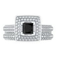 thumbnail image 3 of Dazzlingrock Collection 1.40 Carat (Ctw) 14K Princess & Round Cut Black & White Diamond Ladies Halo Bridal Engagement Ring With Matching Band Set, White Gold, Size 6.5, 3 of 4