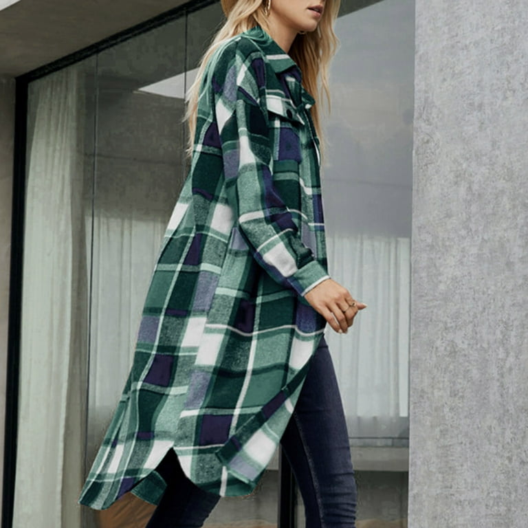 Longline Coat Womens Long Checked Coat Women's Plaid Trench