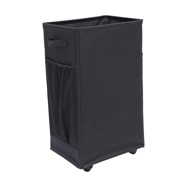 GUOOL Foldable Laundry Hamper Laundry Basket with Wheels Storage Container for Laundry Black