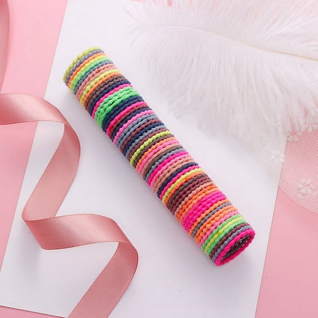 EGNMCR Filles 50 de 3 cm Caoutchouc Enfants Attacher Cheveux Colorés Accessoires pour Cheveux Bande pour Cheveux