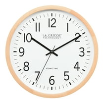 La Crosse Technology 12.8-Inch Beech Wood Atomic Analog Wall Clock, 404-53707-INT