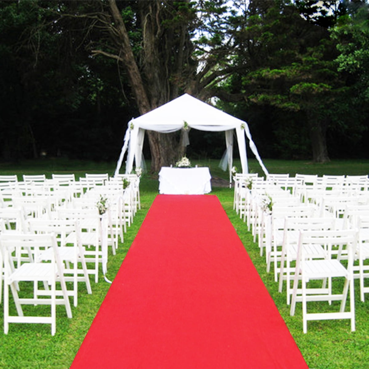 Moaere 40ftX3ft Hallway Wedding Aisle Runner Rug Non Skid Red Carpet