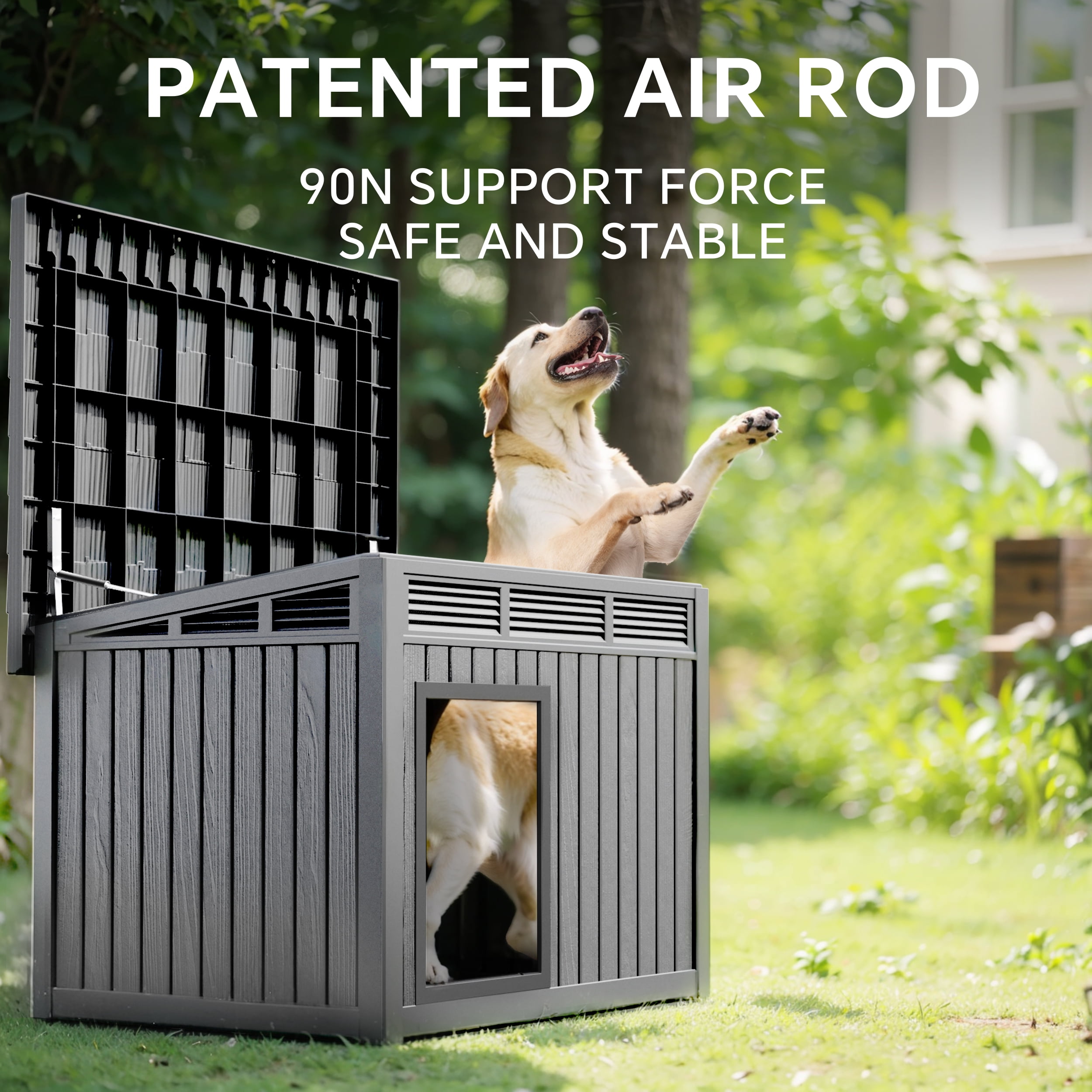 Yardgrace All - Weather Dog House – Indoor/Outdoor, Slanted Roof ,UV - Resistant, Waterproof, Ventilated, Medium Sizes for XS-L Dogs