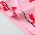 thumbnail image 7 of Women‘s Bow Print Loungewear Set | Satin Collared Top & Shorts Pajama Set | Short Sleeve Sleepwear for Home & Casual Outings(Pink,XL), 7 of 7