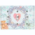 thumbnail image 1 of Metal Light Switch Wall Plate Outlet Cover (2 Teddy Bears With Love Heart Flower Balloon Flower Wreath Baby Blue - Triple Toggle), 1 of 2
